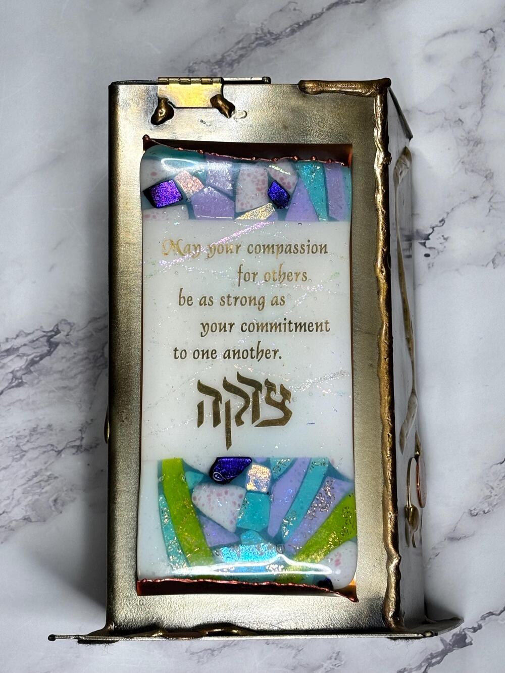 Gary Rosenthal Tzedakkah Box Donation Wedding Glass Judaism